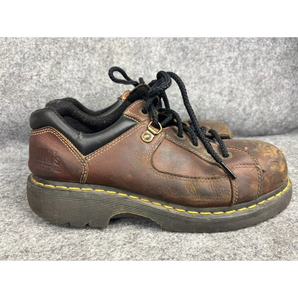 Dr. Doc Martens Industrial Steel Toe Safety Shoes Men's‎ 9 Brown Leather 1993